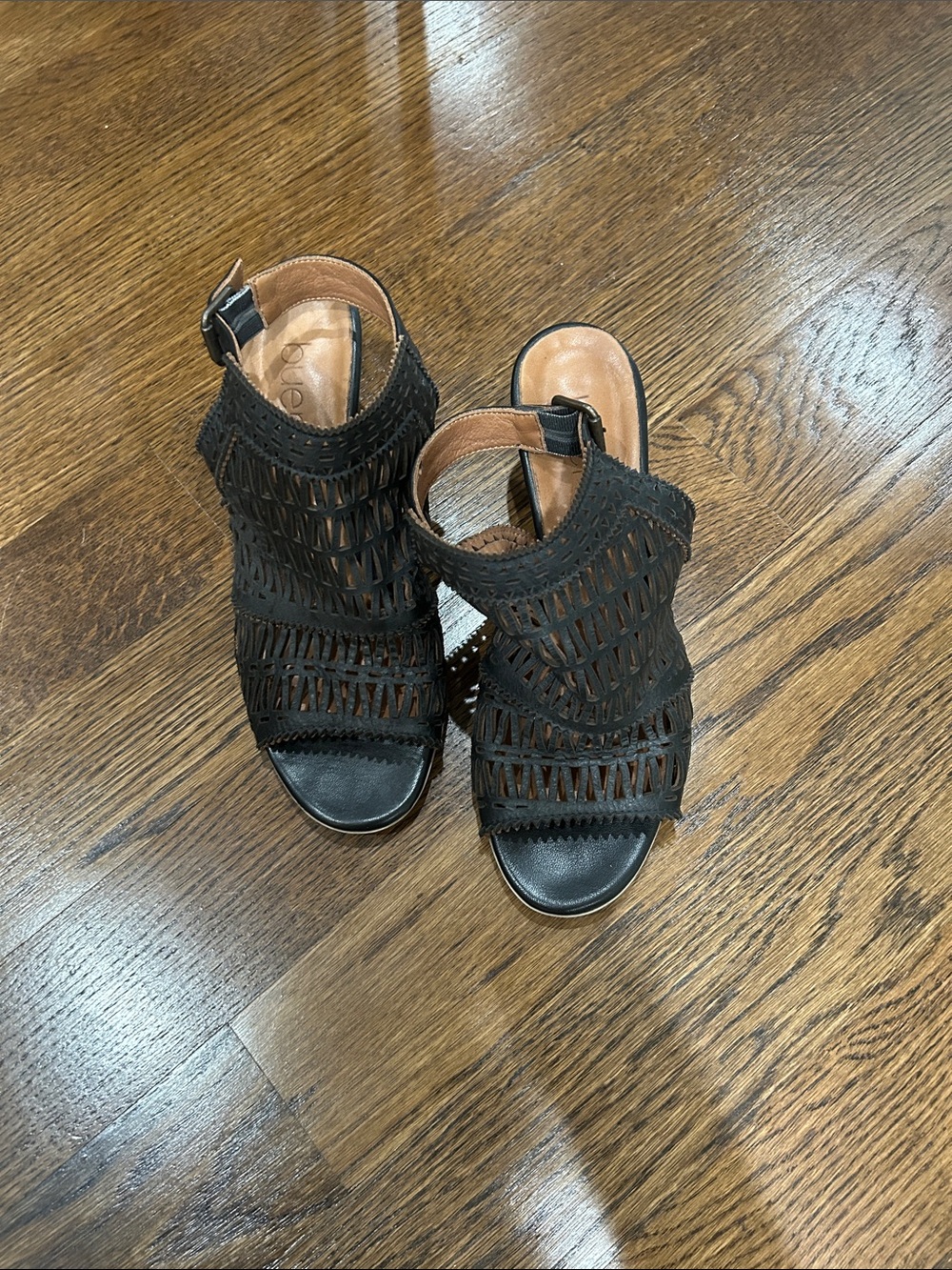 Bueno Candice Black Woven Open-Toe Ankle strap size 40